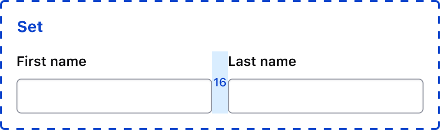 Example of fields organized in a set